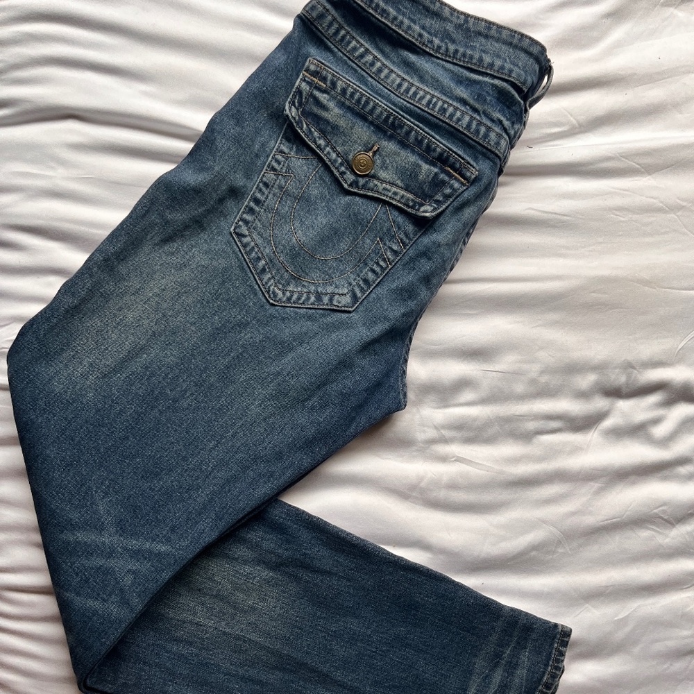 True Religion World Tour Ricky Super T Men's Straight Fit Blue Jeans Size 36